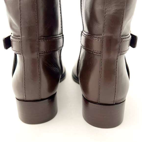 TORY BURCH | Tall Riding Boots Bristol Dark Brown Coconut Leather Size 7 - Picture 11 of 15
